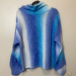 La Cite Women’s Cowl Neck Sweater. Blue and Purple. Size Medium. NWT.